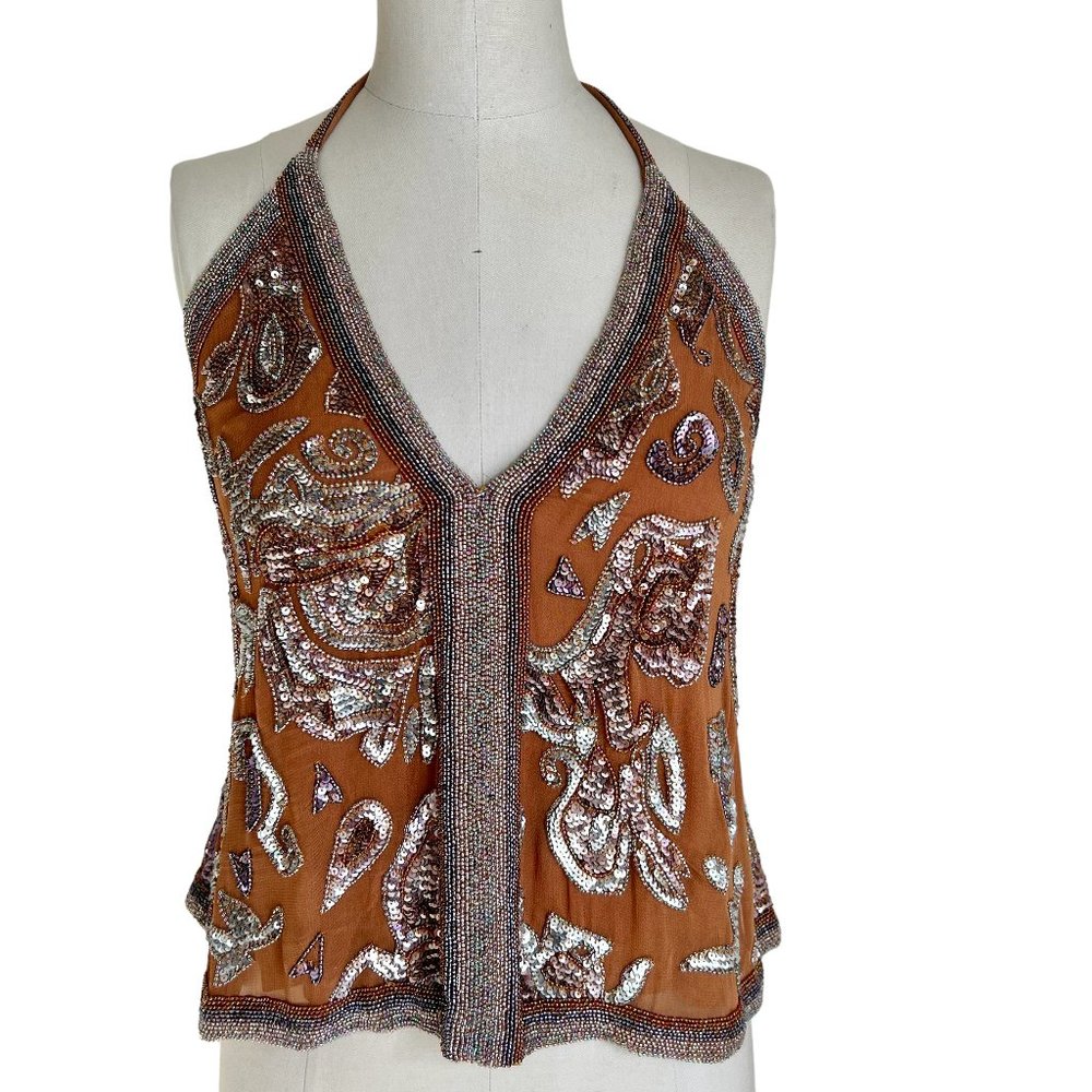 Free People Embellished beaded sequin tank